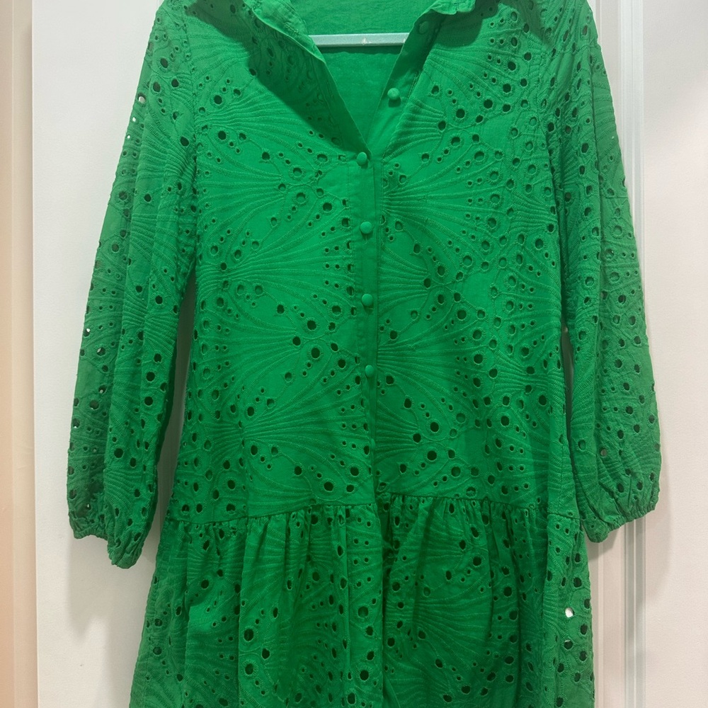 Green Eyelet Sunday Up Dress